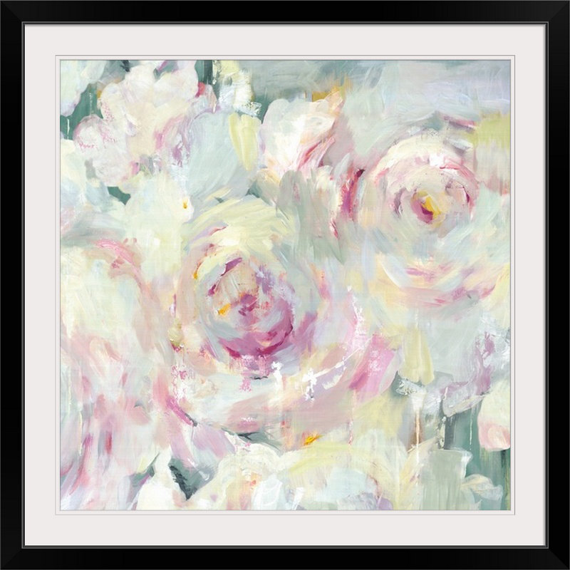 «Shabby Peony II» par PI Galerie - reproduction, H 38 po x l 38 po, Impression encadrée, Noir