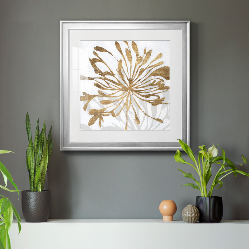 Golden Gilt Bloom I-Premium, reproduction encadrée prête à être accrochée, H 17,5 po x l 17,5 po, Argent argent