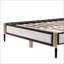 Base de lit plateforme grand avec tête de lit blanche Boucle - Champagne argenté & amp; Structure en métal noir, aucun sommier requis, capacité de 800 lb