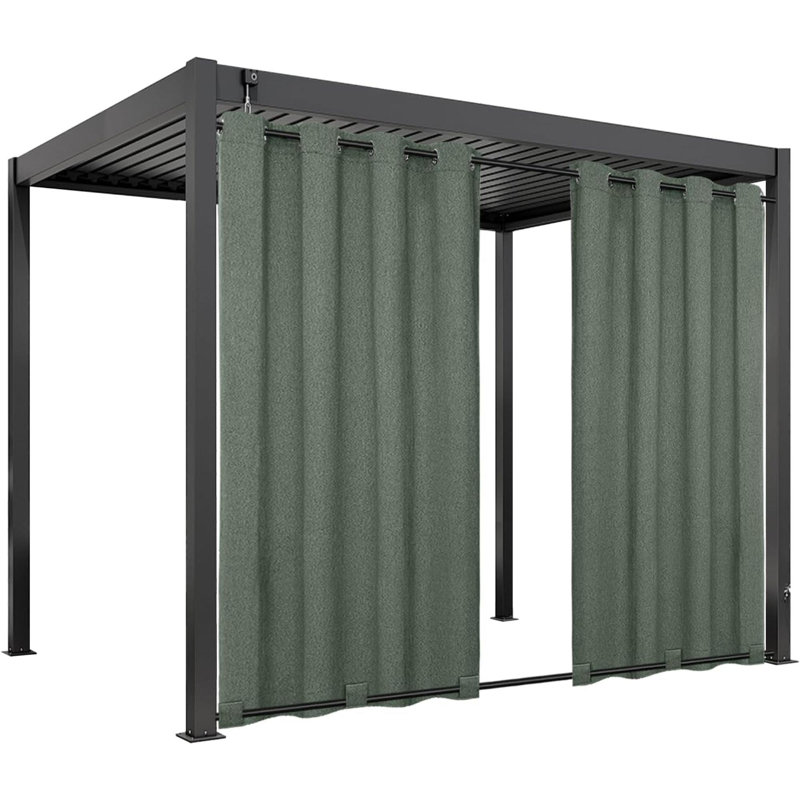 Rideaux d'extérieur imperméables et imperméables coupe-vent pour rideaux en lin, Vert, L 54 po x L 96 po