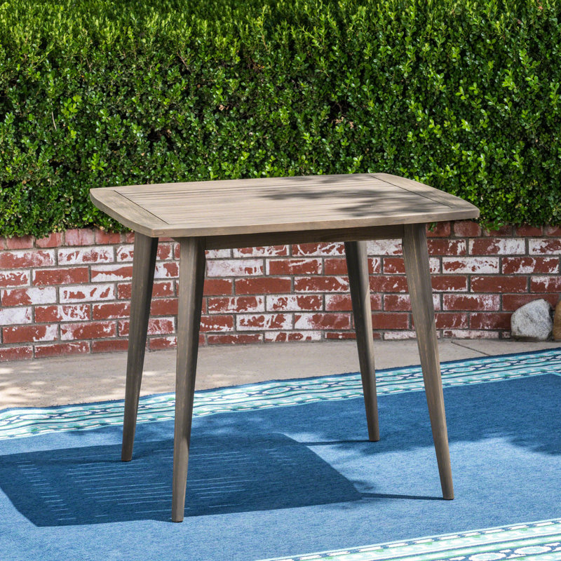 Table de finition grise pour les repas en plein air - Bois carré avec pieds droits