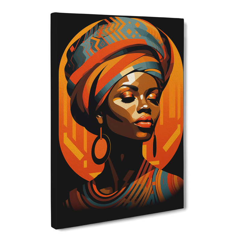 African Woman Op Art - Wrapped Canvas, 50cm H x 35cm W x 3cm D