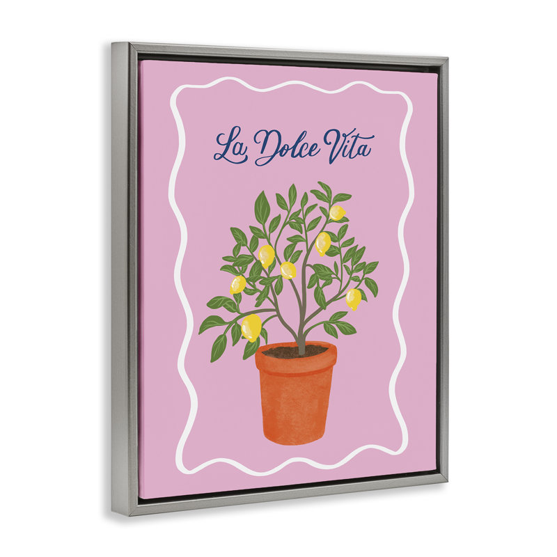 Cadre flottant Dolce Vita Lemon Tree, design par Be Ni La, H 31 po x l 25 po, Cadre flottant gris lustré