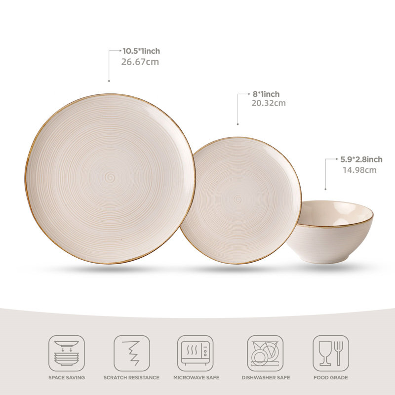 Piece Stoneware Dinnerware Set - Service for 6, Antique White