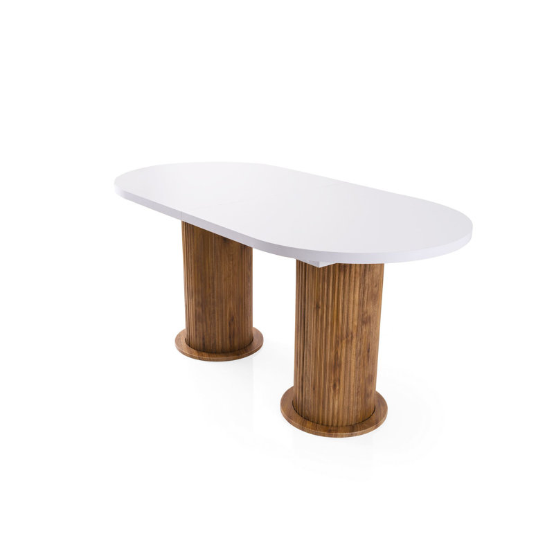 Modern Extendable Dining Table, White, 70.9 x 30.3 x 35.4 inches (Extended: 85.0 inches) | 100% Melamine Coated Particle Board, Thickness: 0.7 inches | Durable Plastic Legs, Stylish & Functional for Family Gatherings