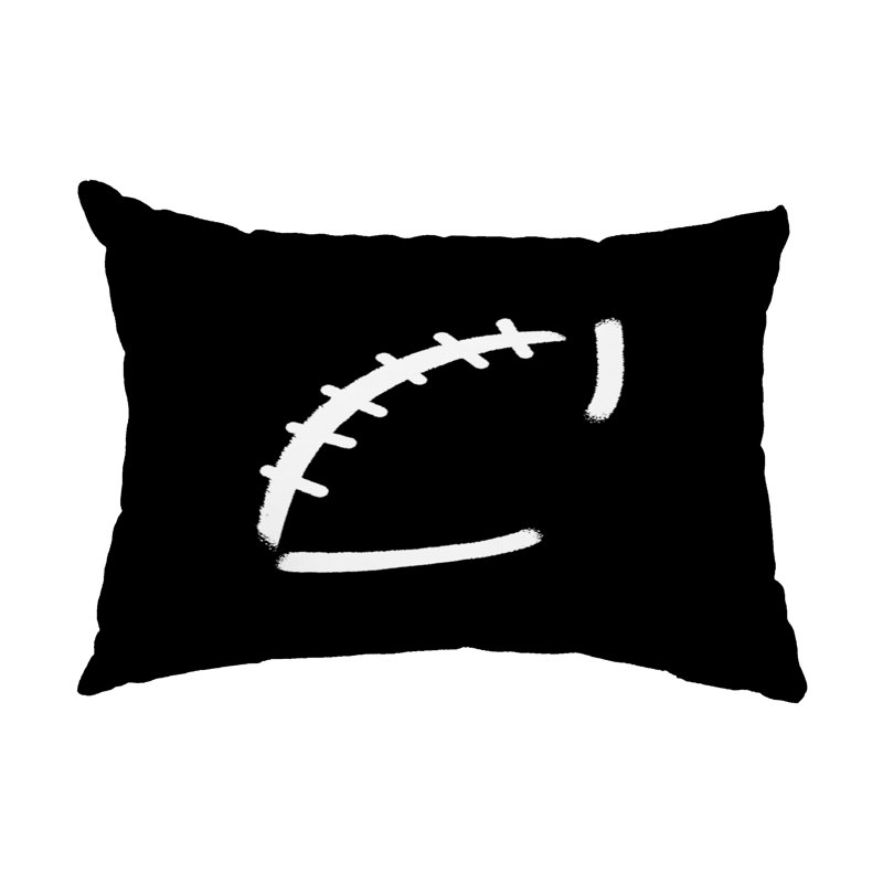 Housse et insert de coussin rectangulaire d'extérieur Football, Noir