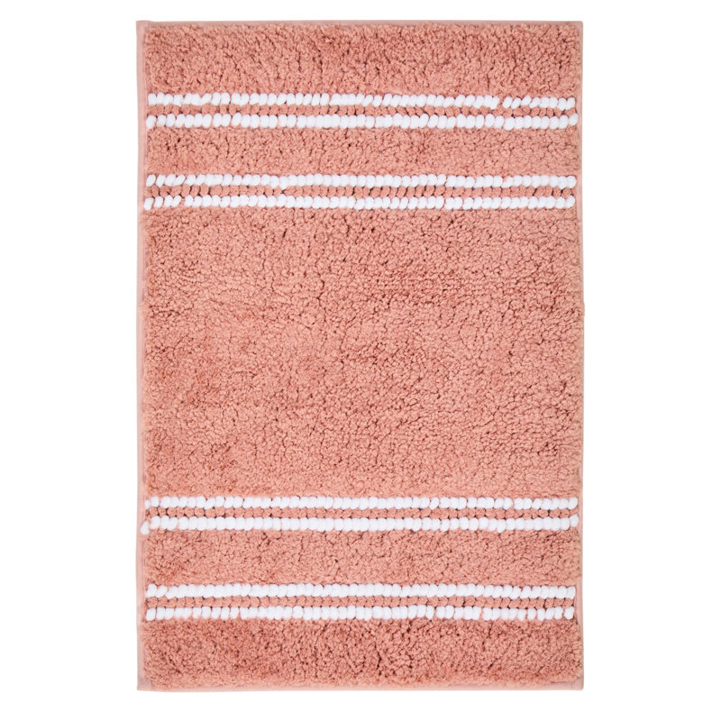 Tamitra Synthetic Bath Mat, Single- 80cm L x 50cm W, Dusky Pink Striped