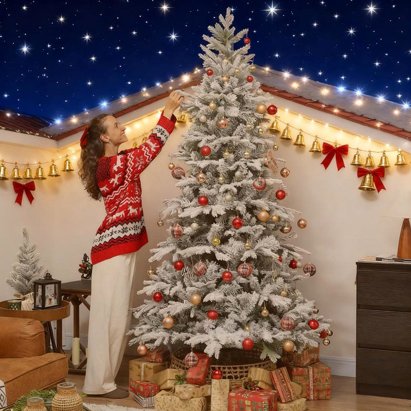 Arbre de Noël artificiel givré 7,5 pi