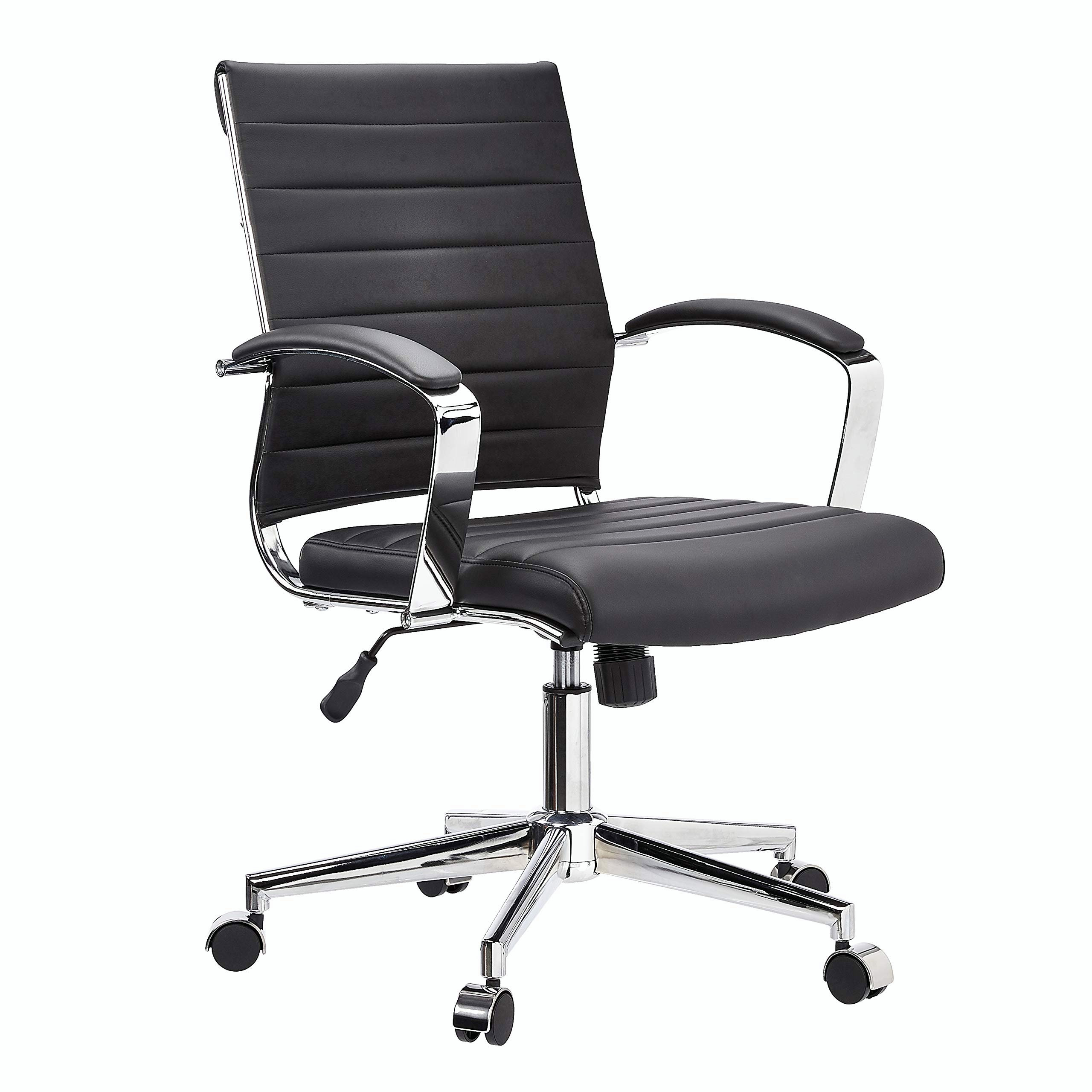 Inbox Zero MidBack Executive Swivel Office Chair with Metal Frame/Arms