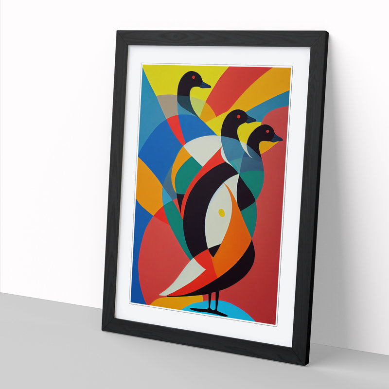 Goose Painting Abstract - Picture Frame Print, Black, 64cm H x 46cm W x 2cm D