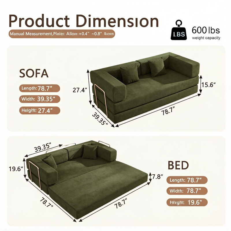 Compression Multifunctional Sofas Corduroy Modern Sleeper For Home