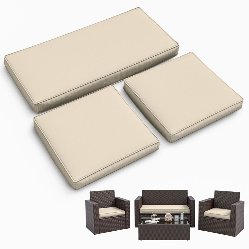 3-Piece Outdoor Seat Cushion Set, Cream