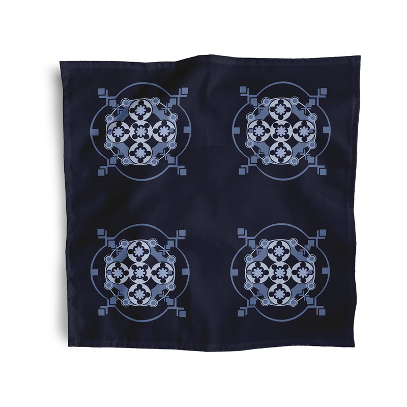 Clee Polyester Geometric Square Napkin, Navy