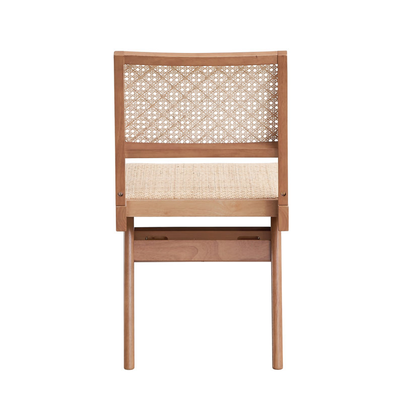 Chaise d'appoint de style Mid-Century moderne de 2 personnes pour une salle à manger décontractée, avec pieds à structure, finition naturelle et chaises confortables au toucher avec espace chaleureux et pieds