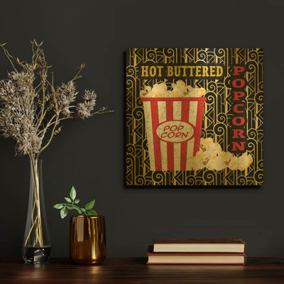 'Movie Night 2' By Jean Plout Gold Metal Wall Art, 12" x 12"