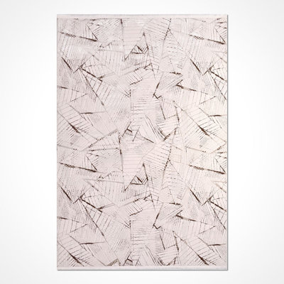 Modern/Abstract Cream Machine Washable Non-Slip Area Rug