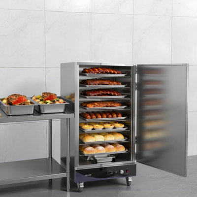 Chauffe-plat électrique, armoire chauffante commerciale à 8 niveaux avec plateau d'eau, porte simple et tablettes réglables, armoire chauffante en acier inoxydable pour restaurant, cuisine, pizza, poulet