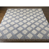 Keida Ikat Handmade Flatweave Cotton/Wool Navy/Beige Area Rug