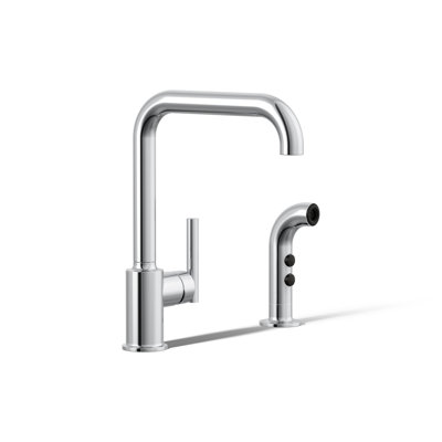 Purist® Two-Hole Kitchen Sink Faucet with 8" Spout and Matching Finish Sidespray