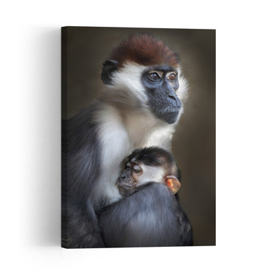 Tired Romantic Contemporary Monkey Nature Wildlife Wall Art Print 1 Piece Wrapped Canvas Wall Art
