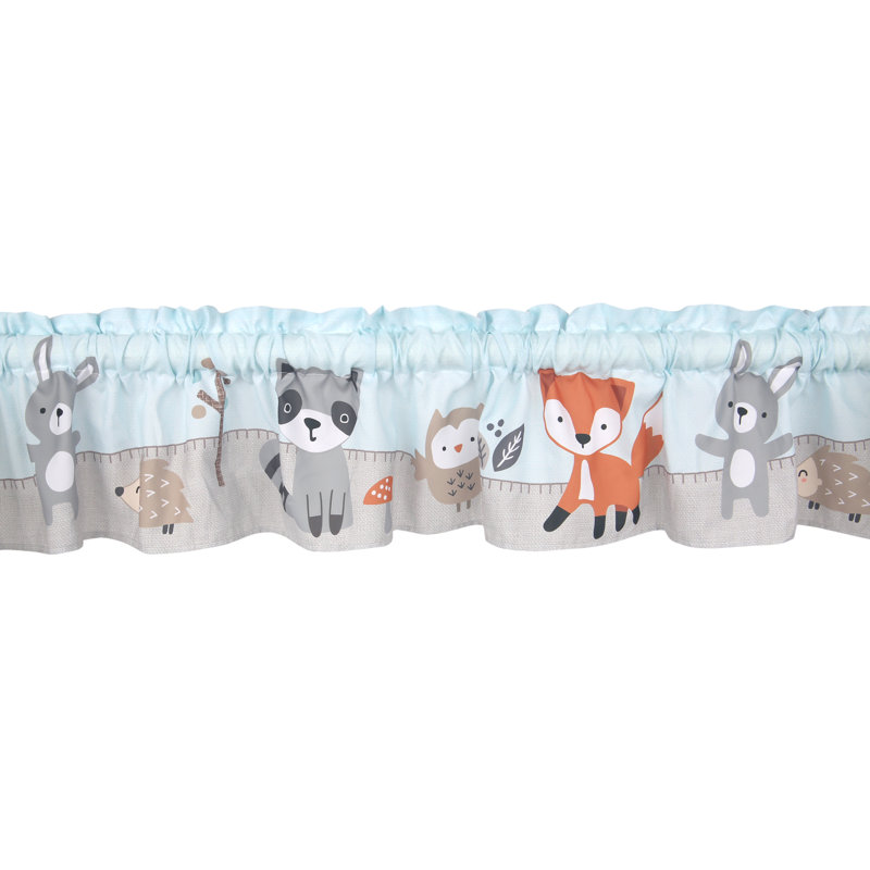 Mint and Gray Forest Animals Rod Pocket Window Valance