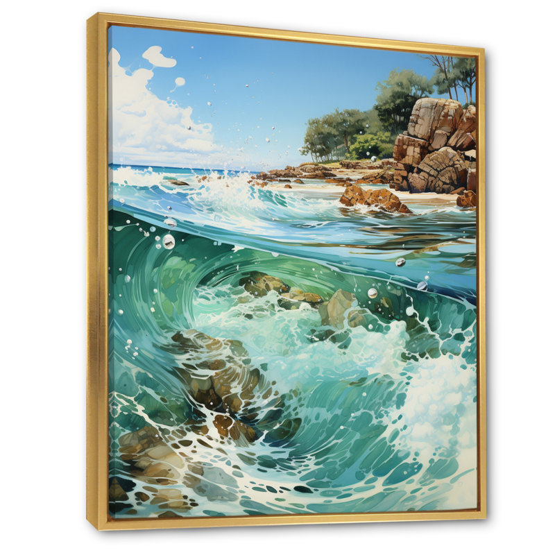 «Beach Photo Scenery IV», reproduction sur toile, H 32 po x l 16 po x P 1 po, Cadre flottant doré