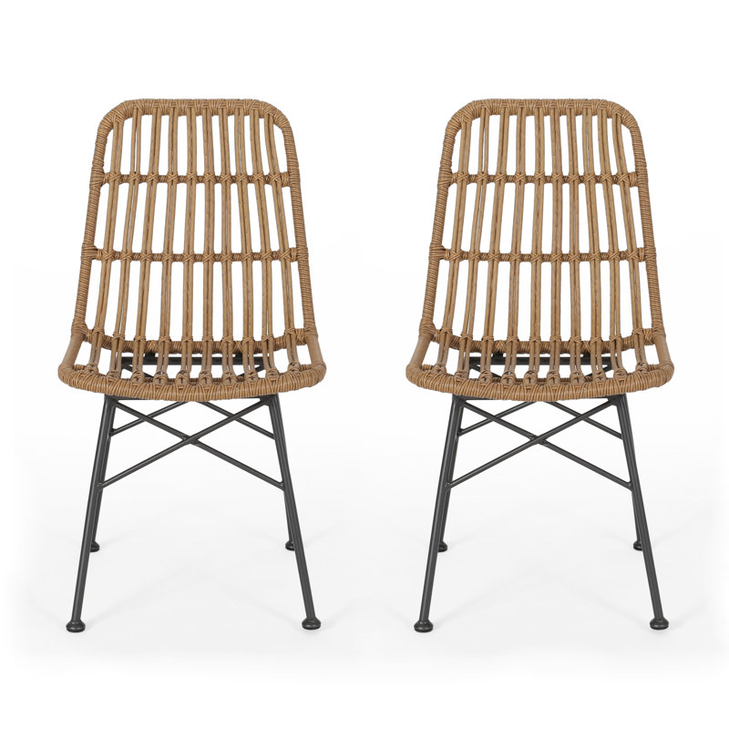 Enloe Outdoor Dining Side Chair, Light Brown