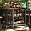 Bar industriel avec portes en maille métallique, bar à café 31,4 po et armoire à boissons alcoolisées pour la maison, tablettes réglables avec rangement en chêne rustique pour la cuisine, la salle à manger et le salon