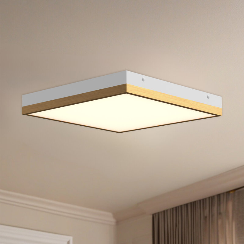Sydney LED Flush Mount, Aged Gold/White, 2" H x 14.25" W x 14.25" D