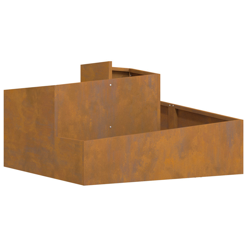Garden Planter Brown 50 Cm Weathering Steel, 50cmH x 80cmW x 80cmD