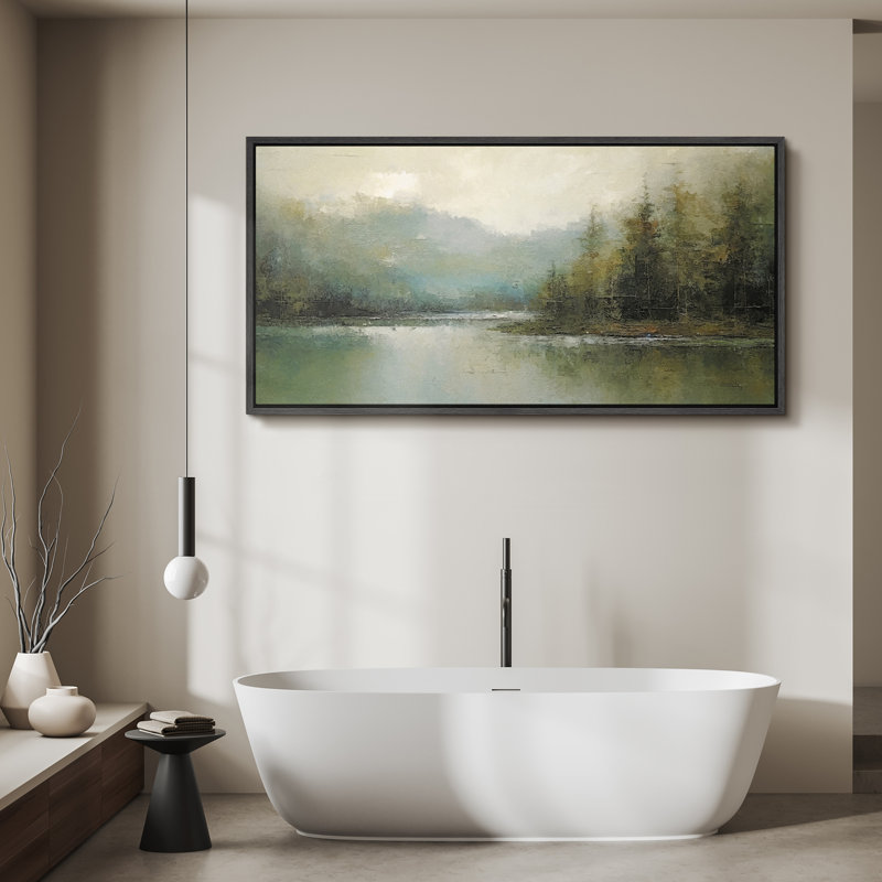 Tranquil River Andest, reproduction encadrée, H 30 po x l 60 po x P 1,5 po, Black