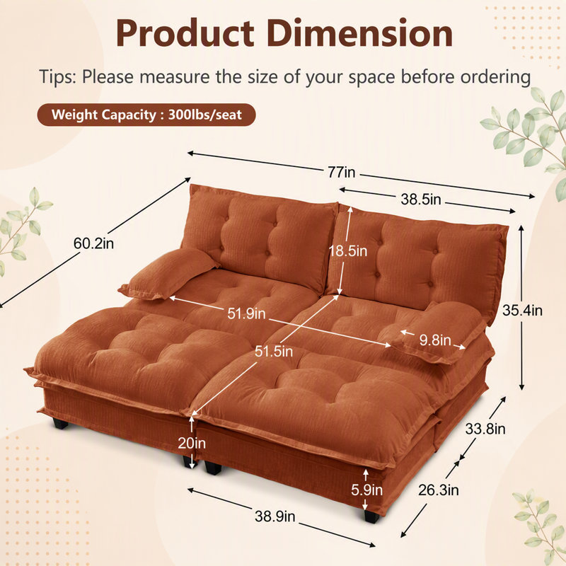 Canapé modulaire moderne avec 2 repose-pieds, siège profond et coussins décoratifs en treillis, parfait pour les salons et les chambres