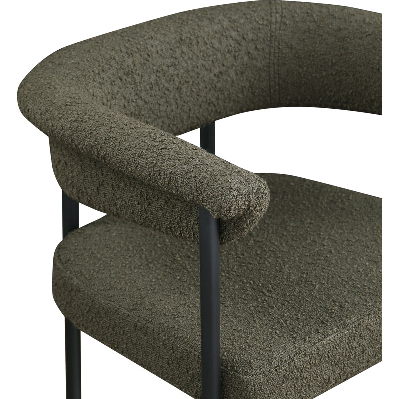 Malin Upholstered Counter Stool with Metal Frame, Olive Boucle Fabric