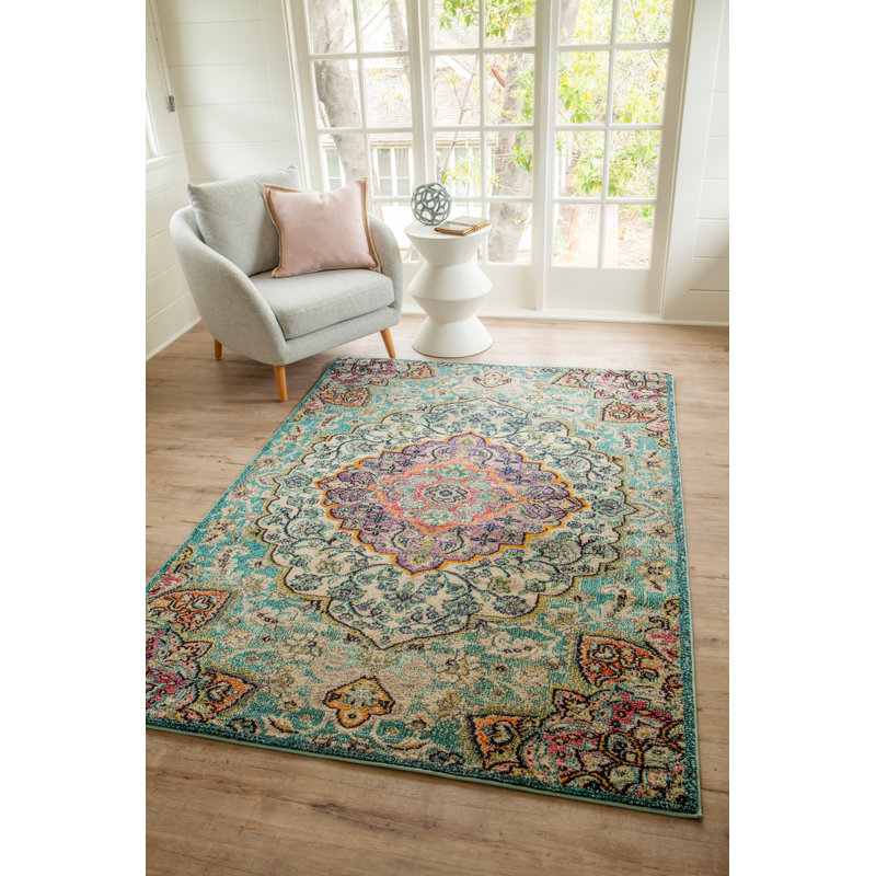 Tapis bleu Boulton Wonderlust, Rectangle 5 pi x 7 pi