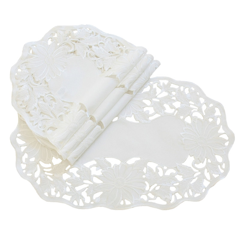 Tray cloth Daisy Garden Embroidered Cutwork