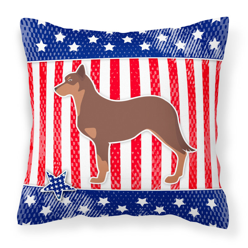 Patriotic Outdoor Throw Pillow, 18" H x 18" W x 3" D