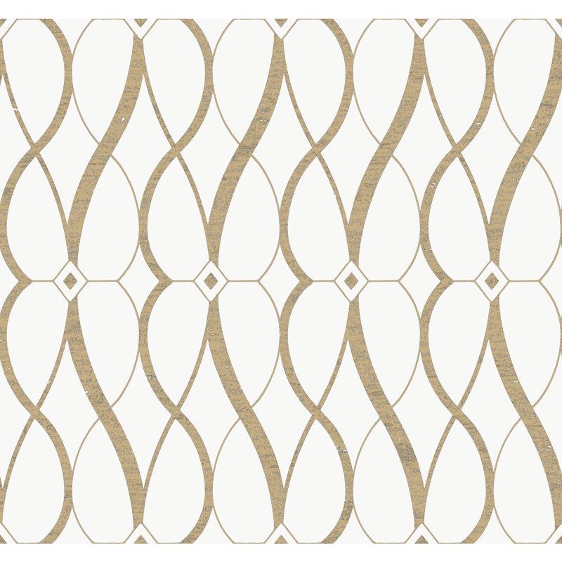 Graceful Geo Geometric Metallic Wallpaper Roll, Cream/Gold