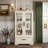 Lighted 2-Door Glass Curio Display Cabinet With Adjustable Shelves, Built-In Drawer, And Included Light Bulb-746388956
