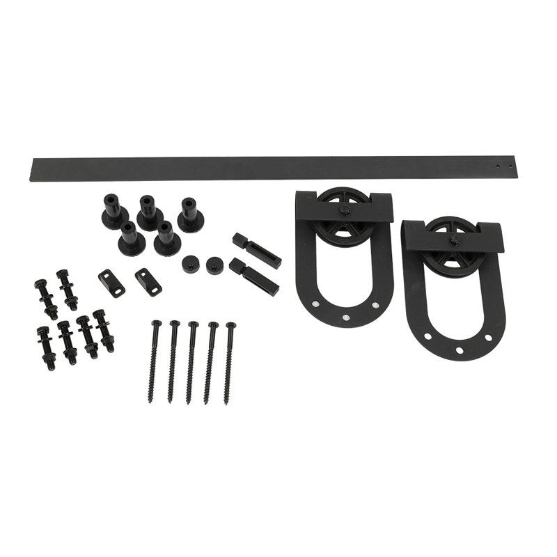 Barn Horseshoe Design Complete Hardware Kit 78", Matte Black