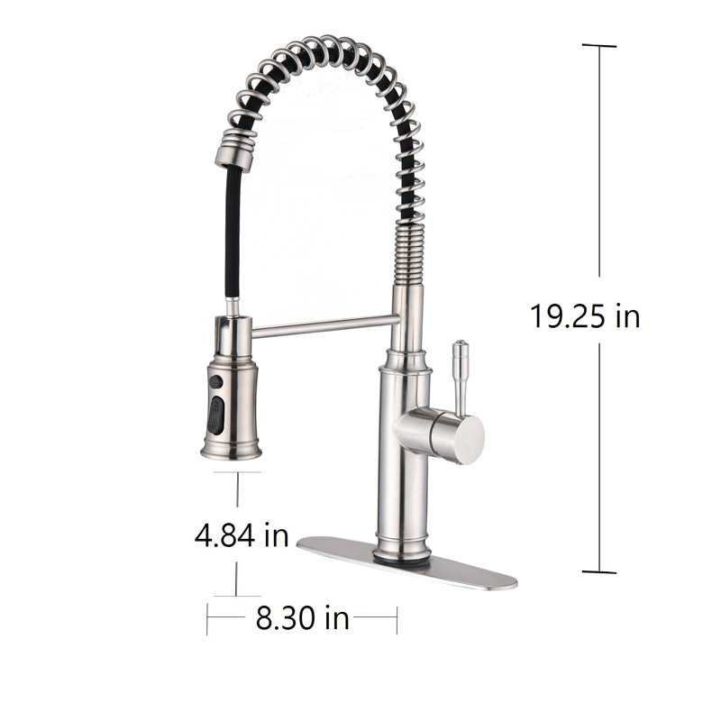 Robinet de cuisine tactile avec douchette extractible, Nickel brossé