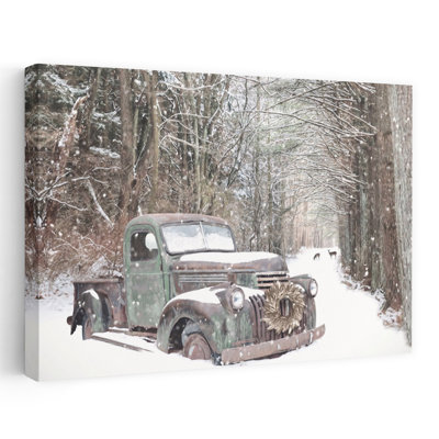 Man And Nature Vintage Abstract Deer Forest Winter Art