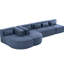 Canapé rembourré de 144 po avec deux chaises longues incurvées et un support à ressorts ensachés, siège bleu confortable exceptionnel-2117048594