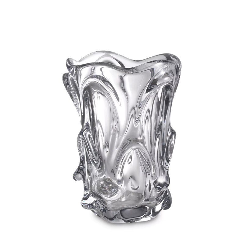 Aila Handmade Glass Table Vase, 9.06" H x 7.48" W x 7.48" D, Clear