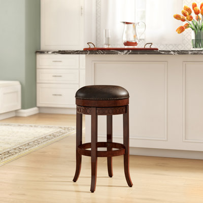 Hydeville Swivel Upholstered Counter Stool with Solid Wood Frame