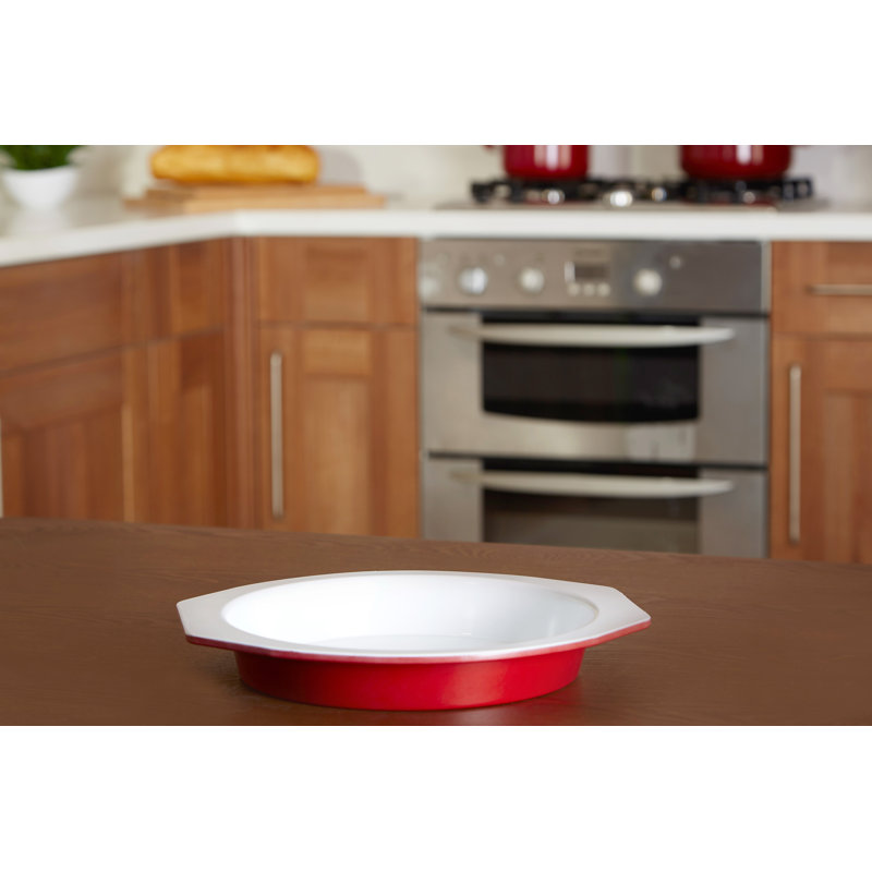 Ceramic Coated Deep Round Cake Tin in Red/White