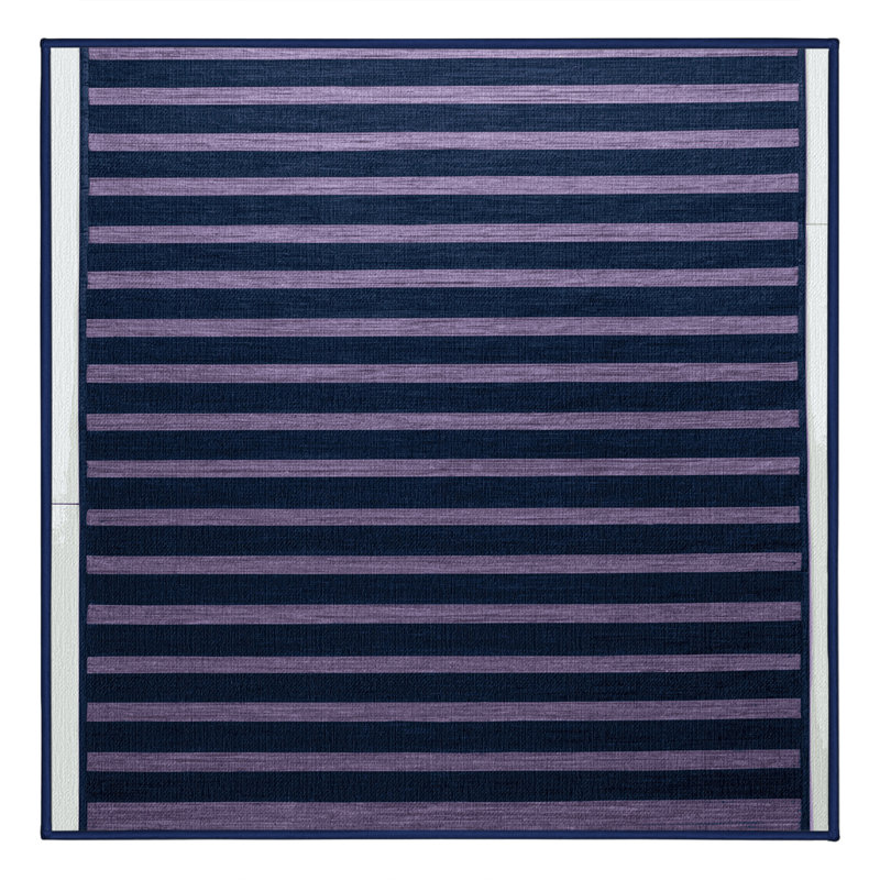 Tapis bleu à rayures horizontales lavable à la machine, Carré 8 pi