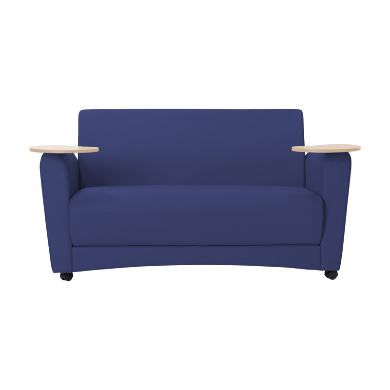 Canapé rembourré avec tablette Pro Series, Bleu marine / grain d'érable