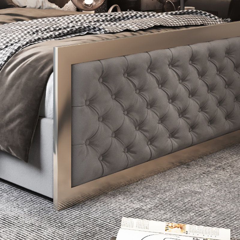 Aleeza Upholstered Bed, Single (3'), Grey