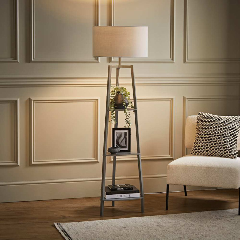Aidrian 155cm Tripod Floor Lamp, No, Grey, Cool Grey