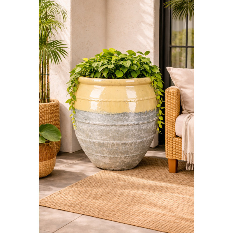 29.5 in. Magnus Water Jar - Cream over Greystone, White/Gray